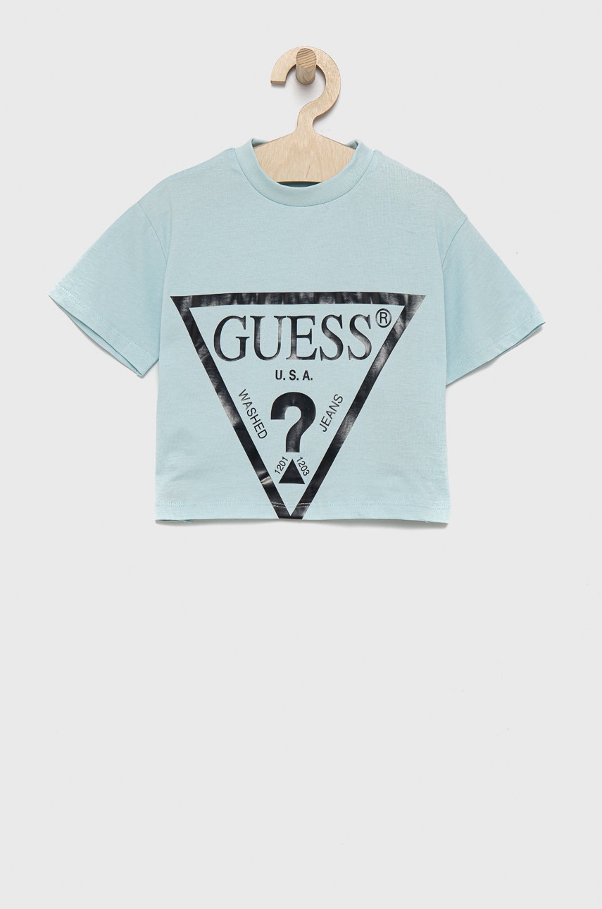 

Детска памучна тениска Guess, Син