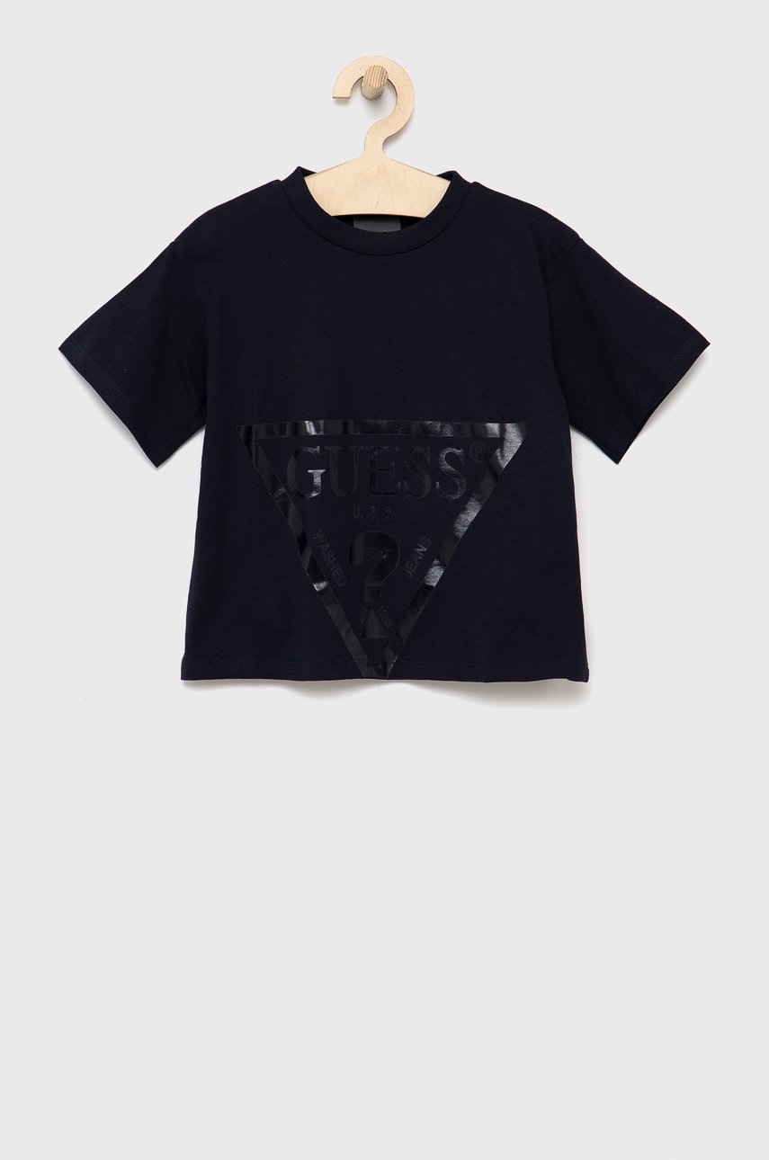 

Детска памучна тениска Guess, Тъмносин