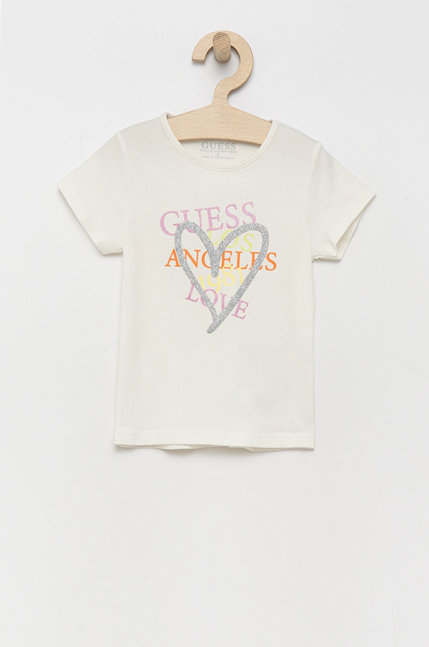 

Guess - Детска памучна тениска, Бял