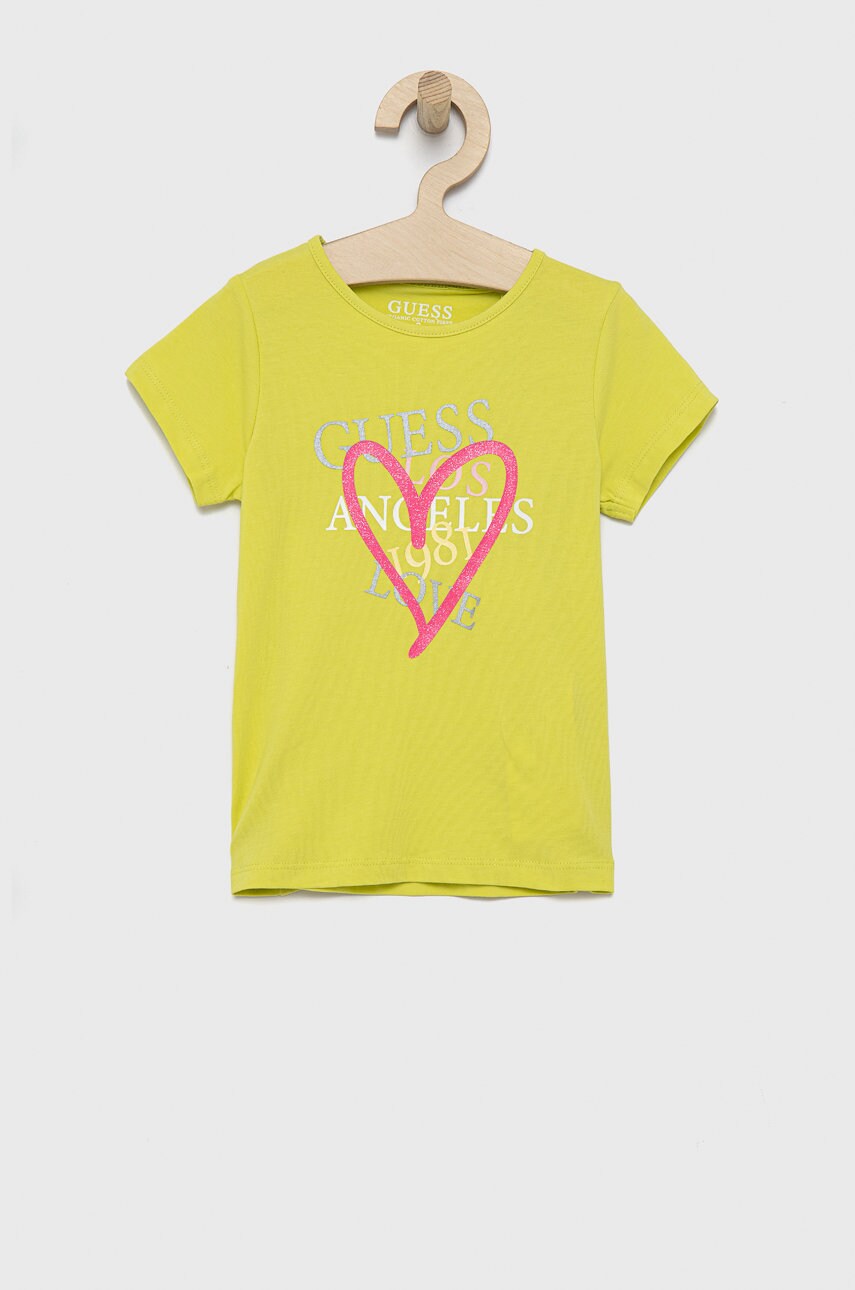 

Guess - Детска памучна тениска, Зелен
