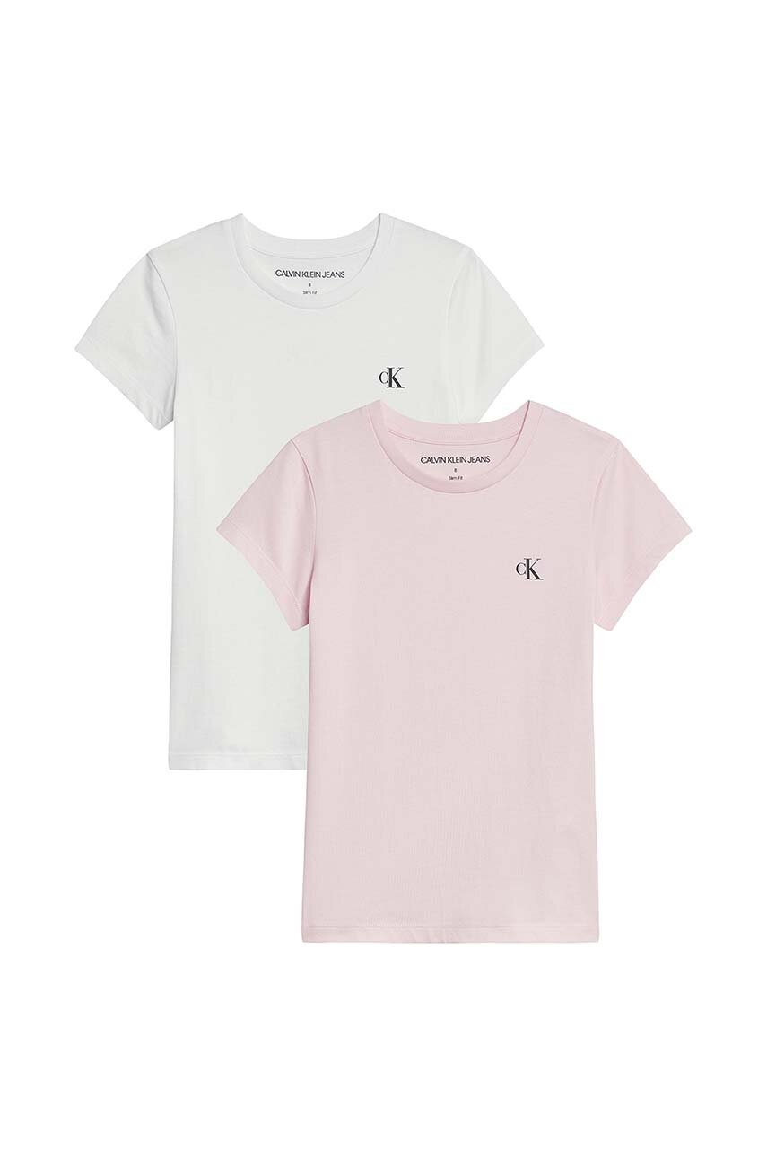 

Calvin Klein Jeans - Детска памучна тениска (2 броя), Розов