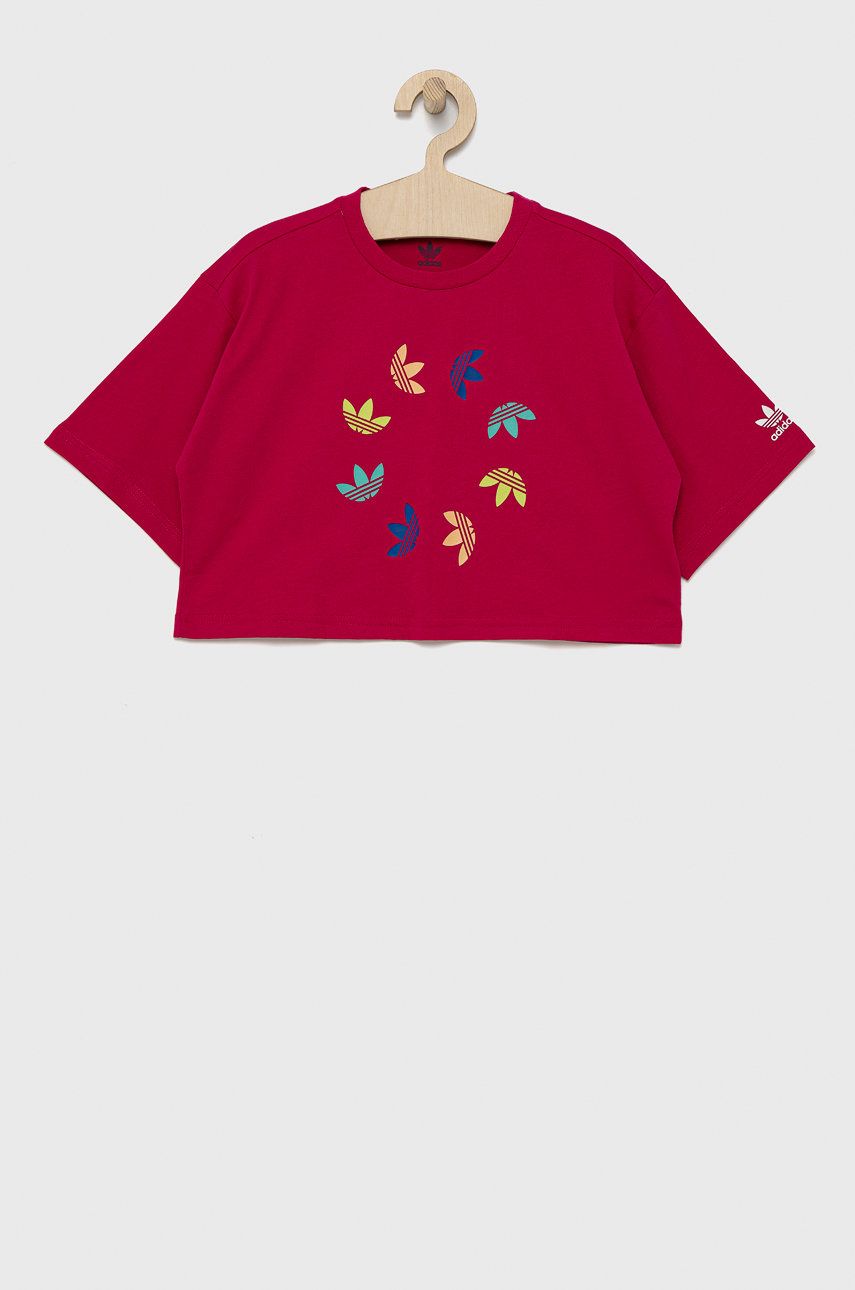 adidas Originals tricou de bumbac pentru copii HE4776 culoarea roz