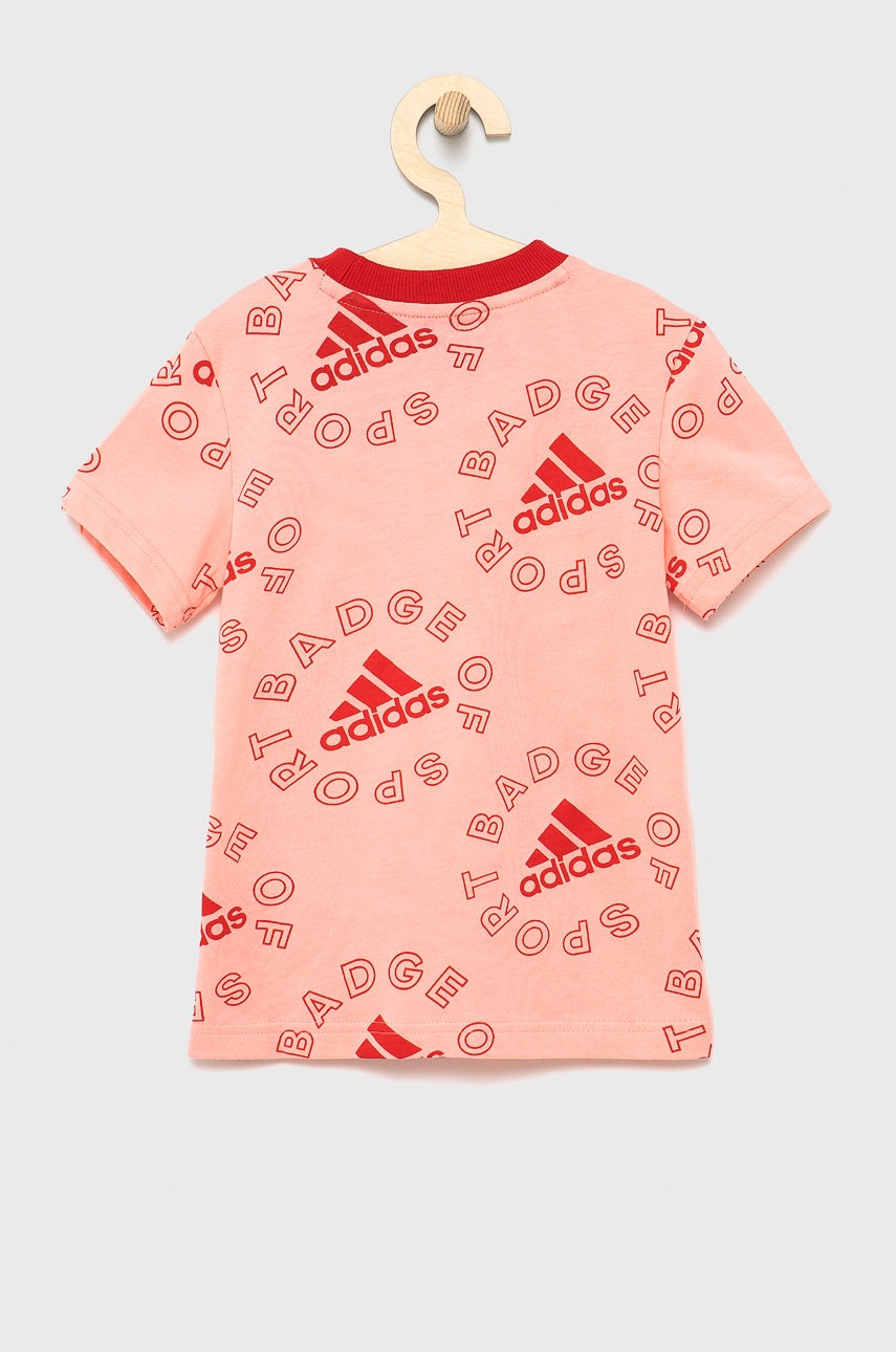 

Детская хлопковая футболка adidas Performance H65794 цвет розовый