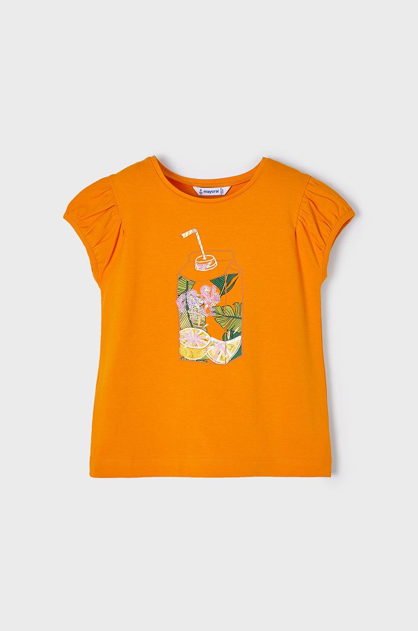 Mayoral Mayoral T-shirt bawełniany dziecięcy kolor pomarańczowy