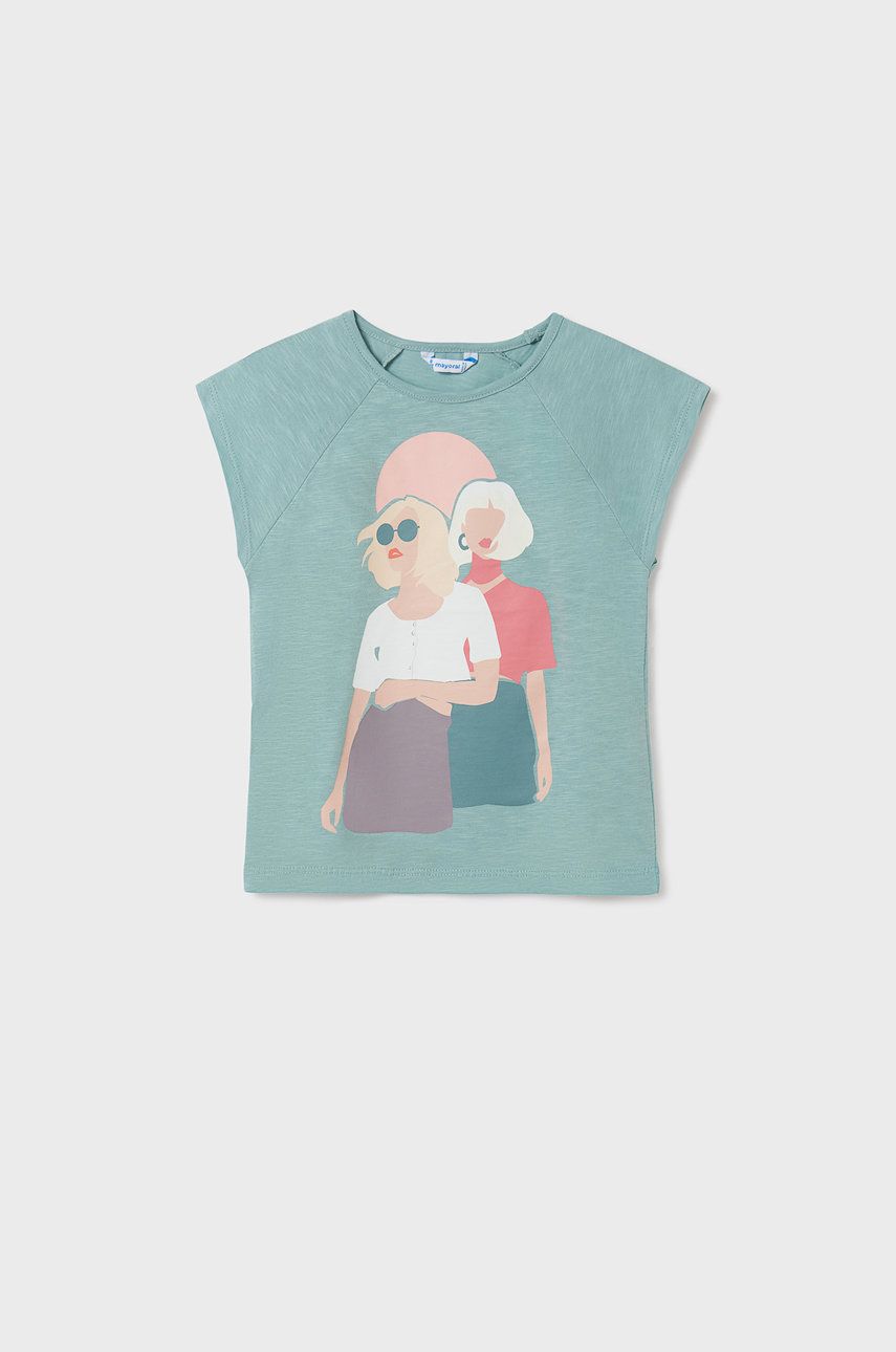 Mayoral T-shirt bawełniany dziecięcy kolor turkusowy