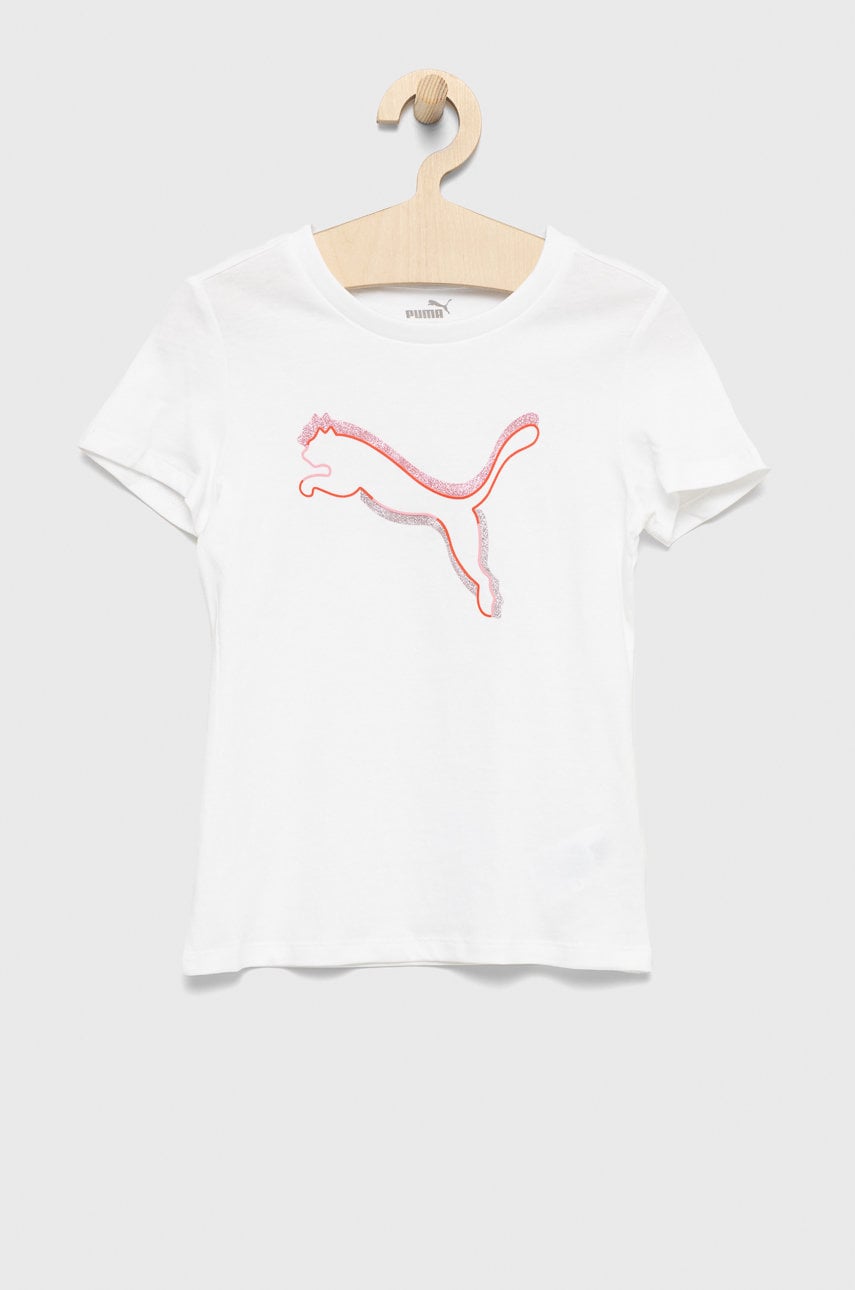 Puma tricou de bumbac pentru copii 846947 culoarea alb