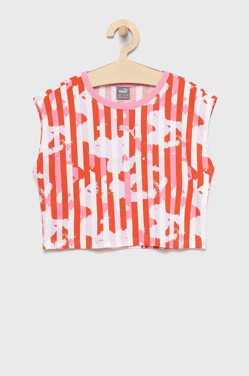 Puma tricou de bumbac pentru copii 846948 culoarea portocaliu