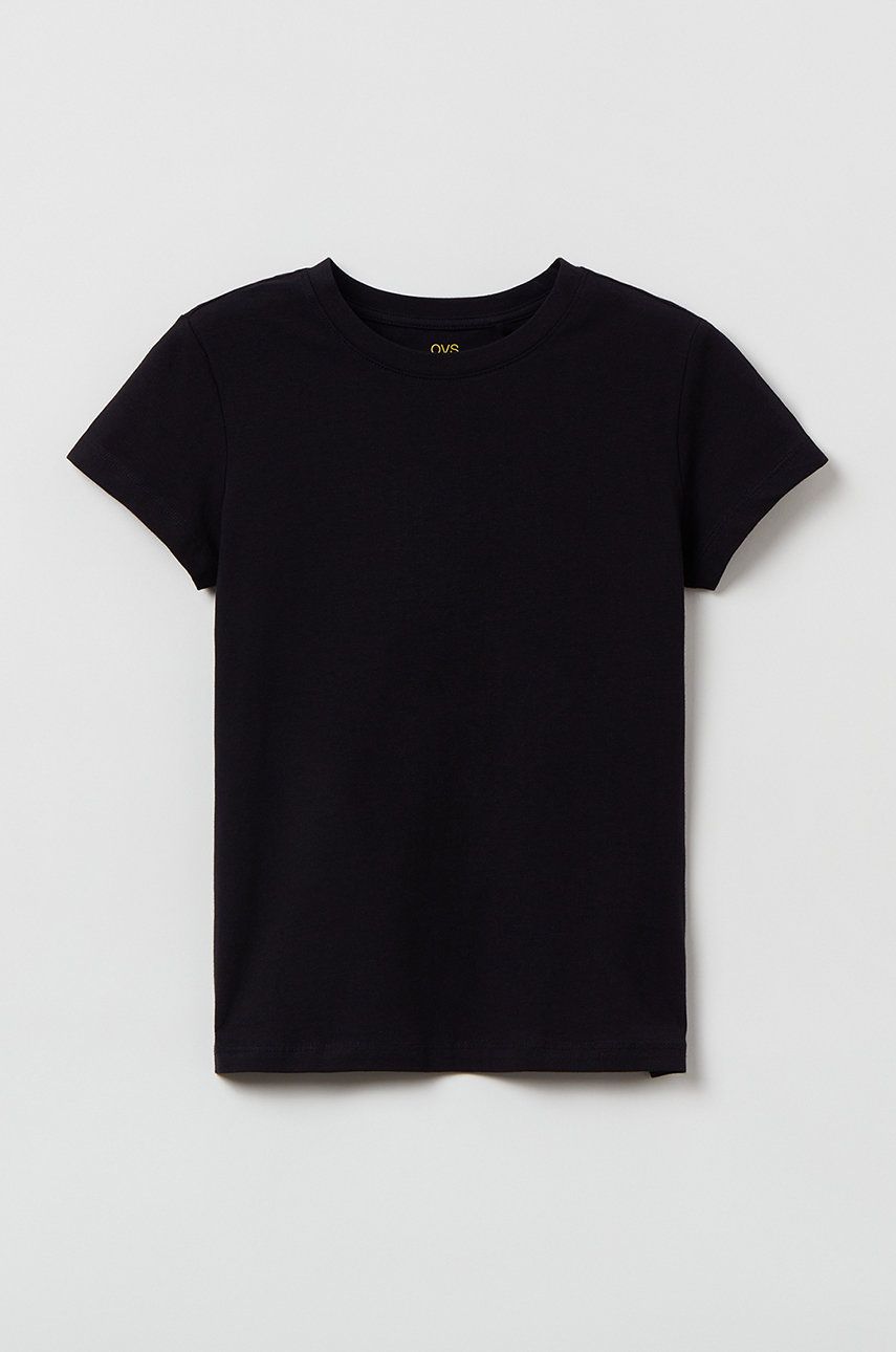 OVS t-shirt dziecięcy kolor czarny