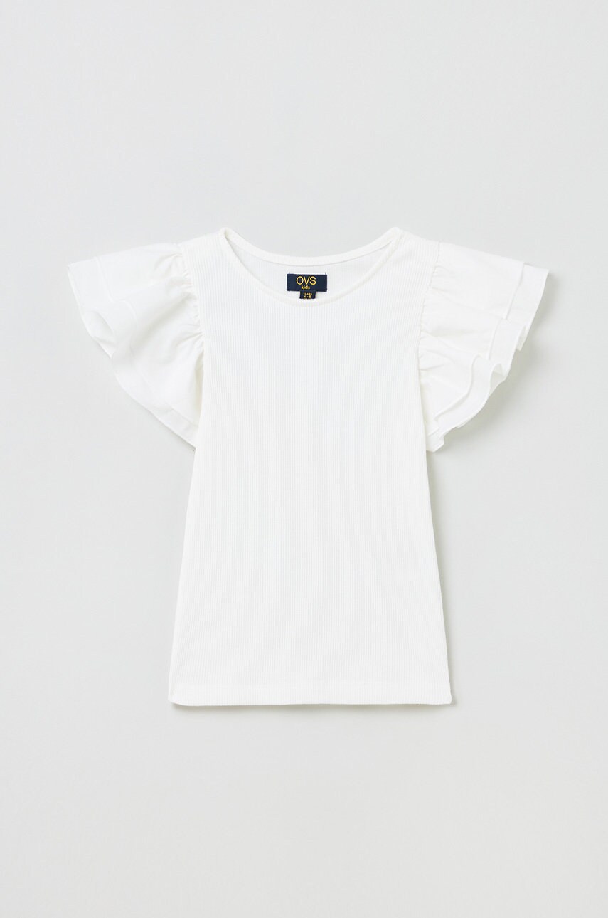OVS tricou de bumbac pentru copii culoarea alb