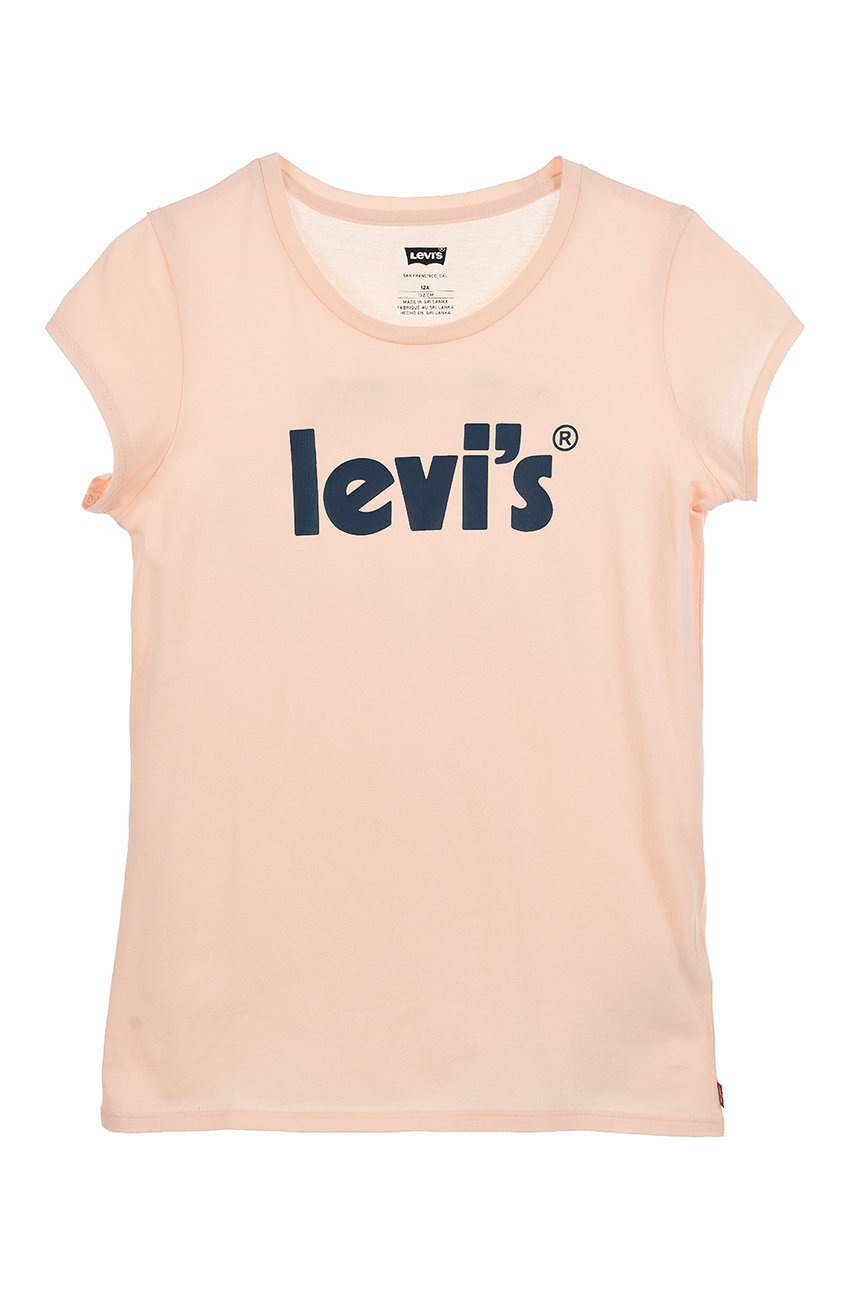 

Детска памучна тениска Levi's в оранжево, Оранжев