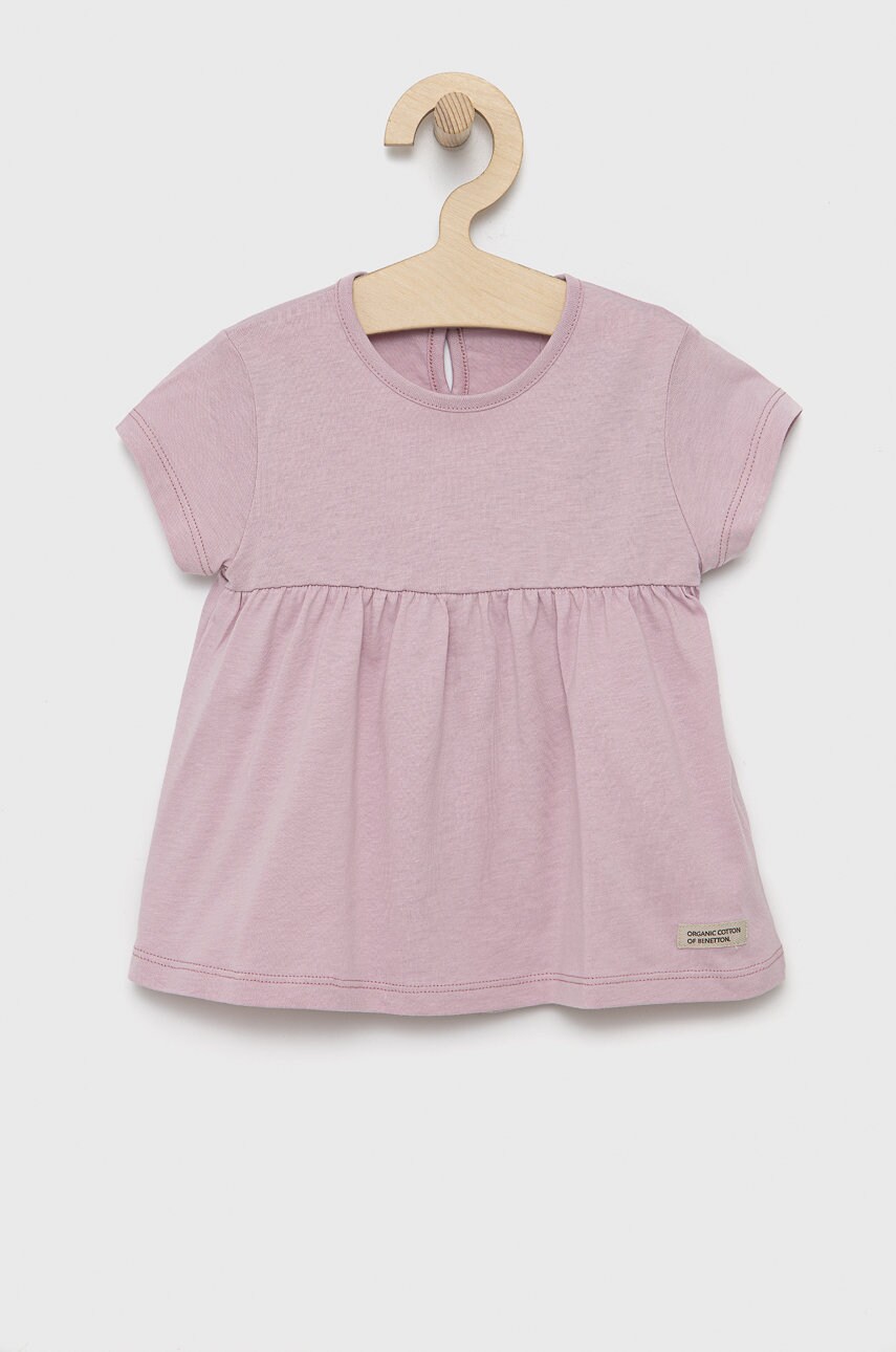 United colors of benetton rochie din bumbac pentru copii culoarea roz, mini, evazati