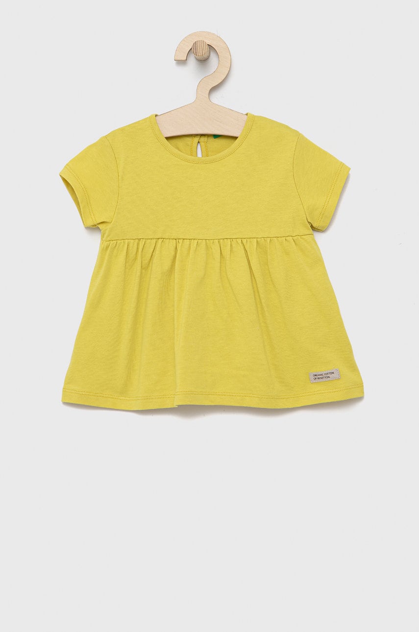 United Colors Of Benetton rochie din bumbac pentru copii culoarea verde, mini, evazati