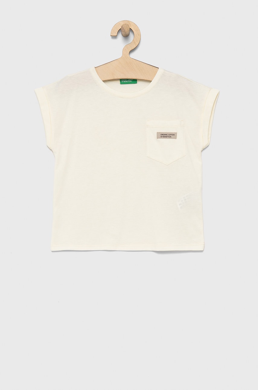 United Colors Of Benetton tricou de bumbac pentru copii culoarea bej