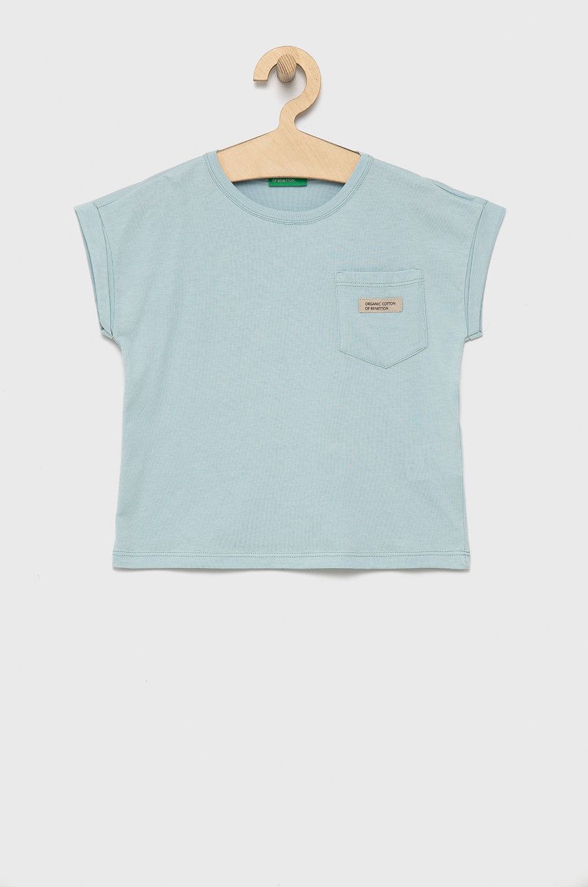 Dětské bavlněné tričko United Colors of Benetton - modrá -  100% Bavlna