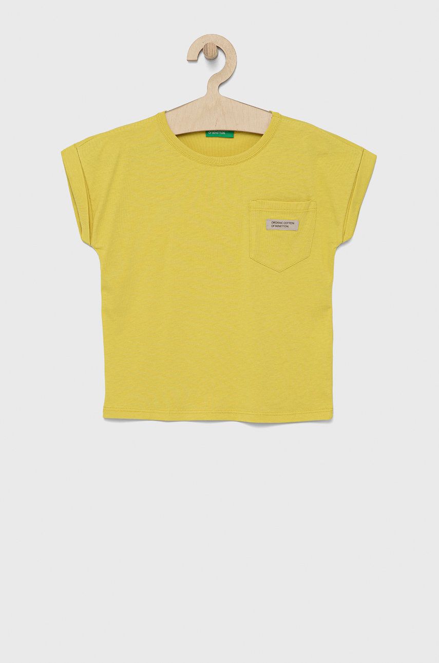 Dětské bavlněné tričko United Colors of Benetton žlutá barva - žlutá -  100% Bavlna