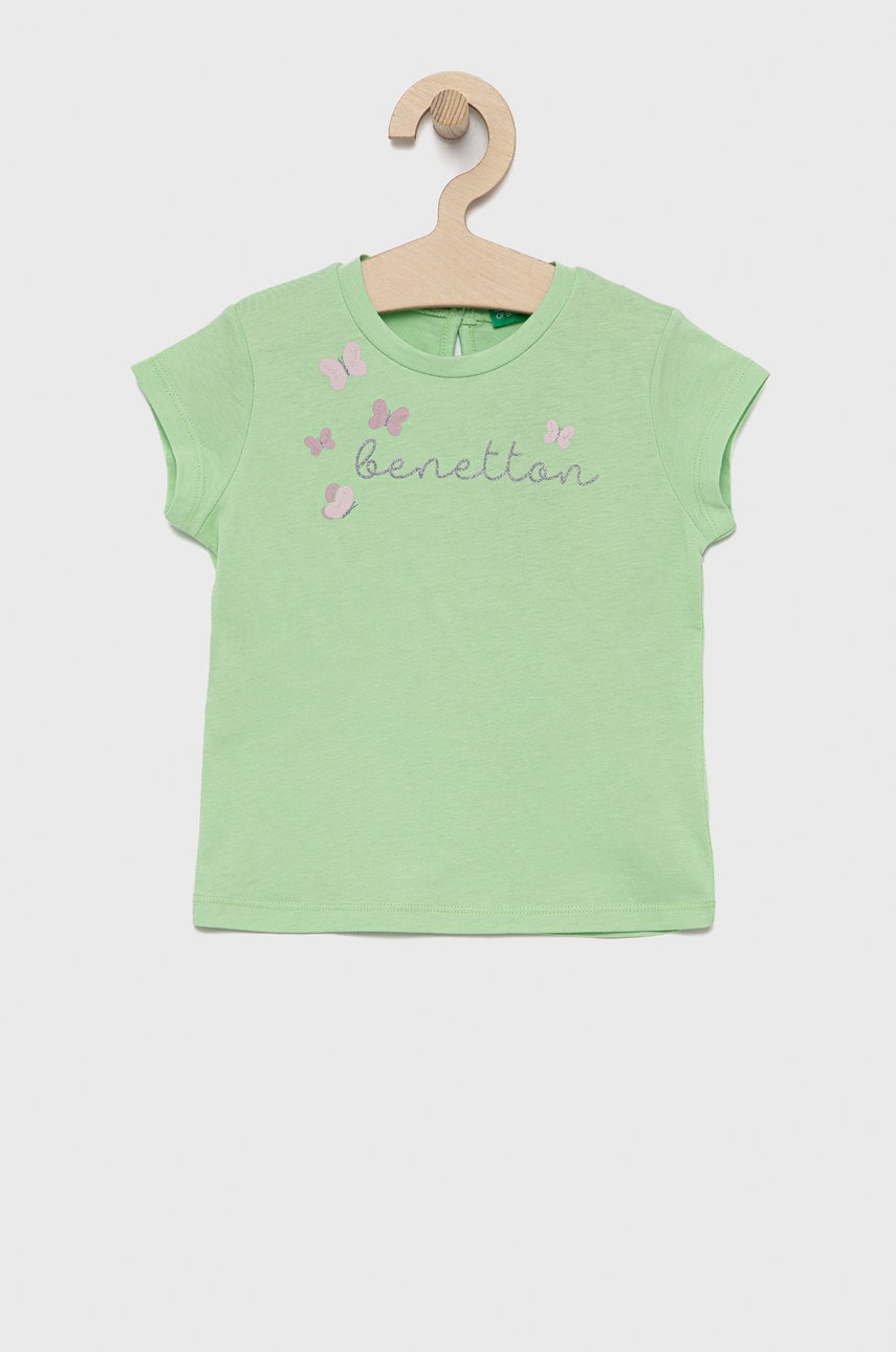 United Colors Of Benetton tricou de bumbac pentru copii culoarea verde