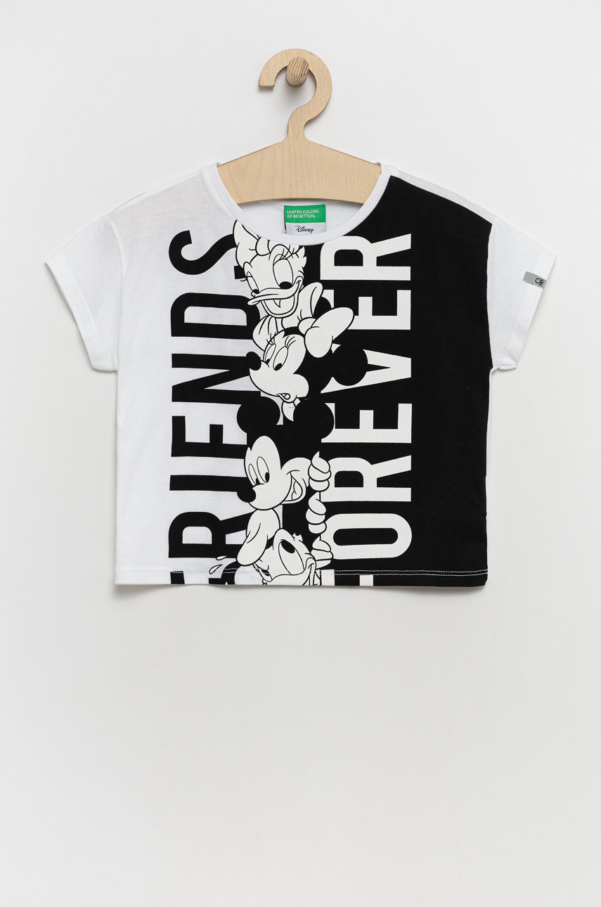 United Colors Of Benetton tricou din bumbac culoarea alb