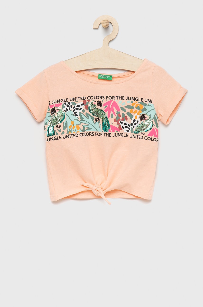 

Детская футболка United Colors of Benetton цвет розовый
