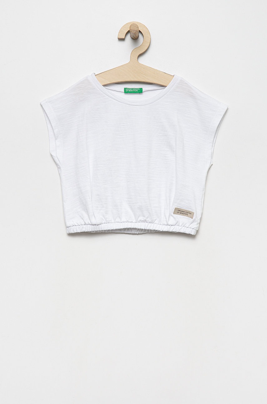 Детская хлопковая футболка United Colors of Benetton цвет белый Детская хлопковая футболка United Colors of Benetton цвет белый