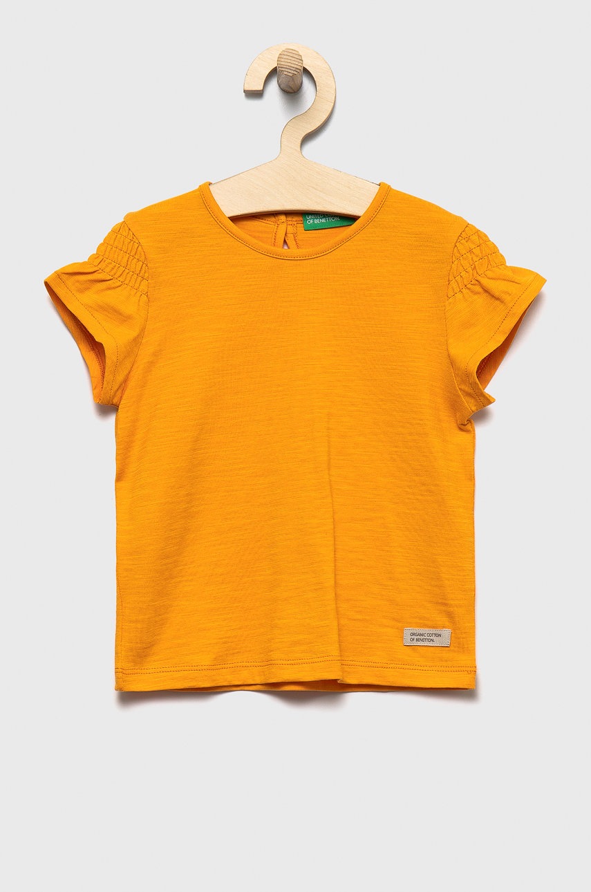 United Colors of Benetton tricou de bumbac pentru copii culoarea portocaliu