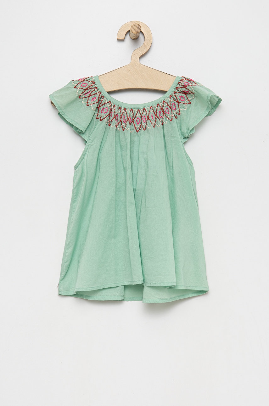 United Colors of Benetton bluza de bumbac pentru copii culoarea verde, cu imprimeu