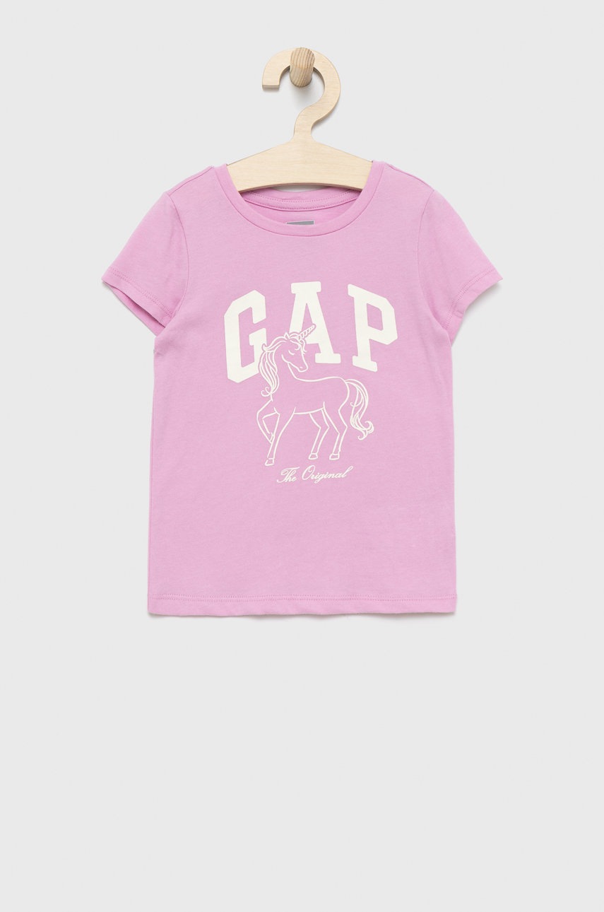 

Детска памучна тениска GAP в розово, Розов