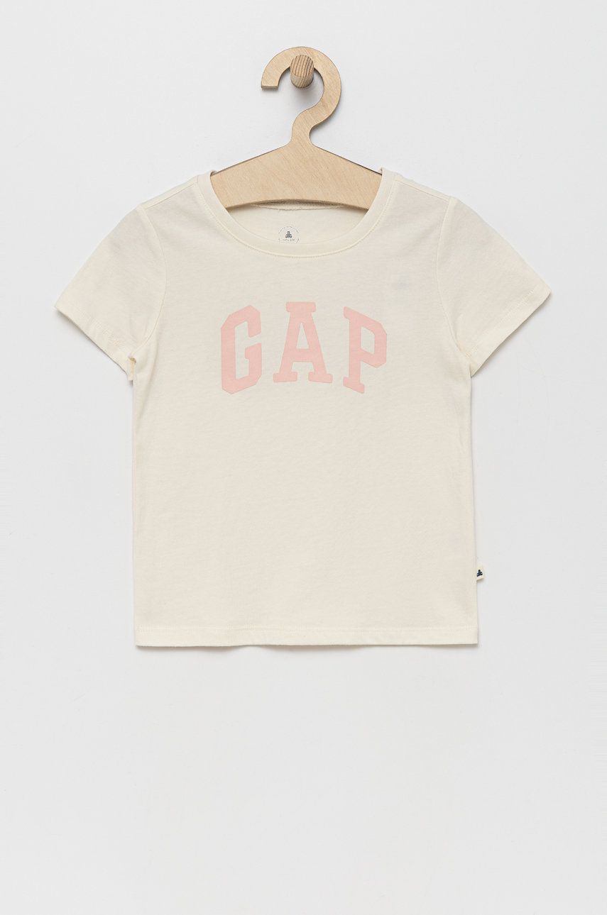 Dětské bavlněné tričko GAP béžová barva - béžová -  100% Bavlna
