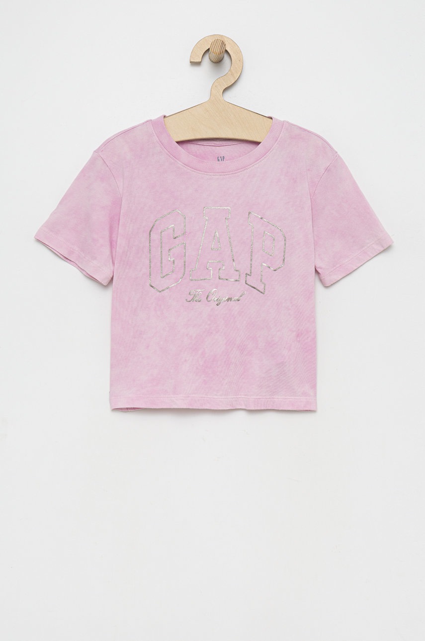 

Детска памучна тениска GAP в розово, Розов