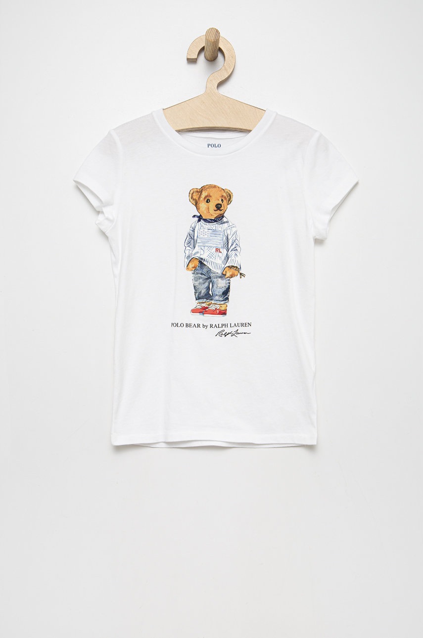 

Детска памучна тениска Polo Ralph Lauren в бяло, Бял