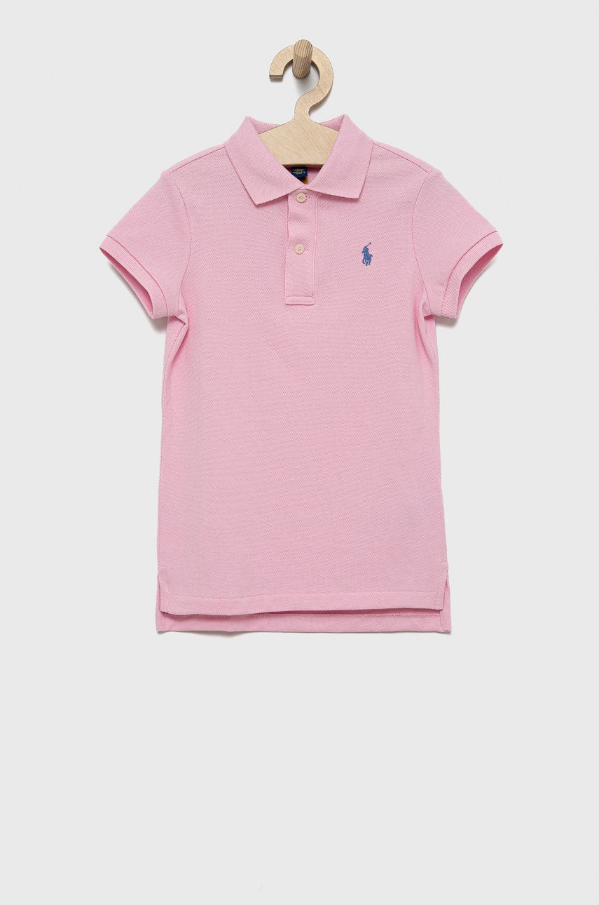 

Детска памучна тениска с яка Polo Ralph Lauren в розово с яка тип peter pan, Розов