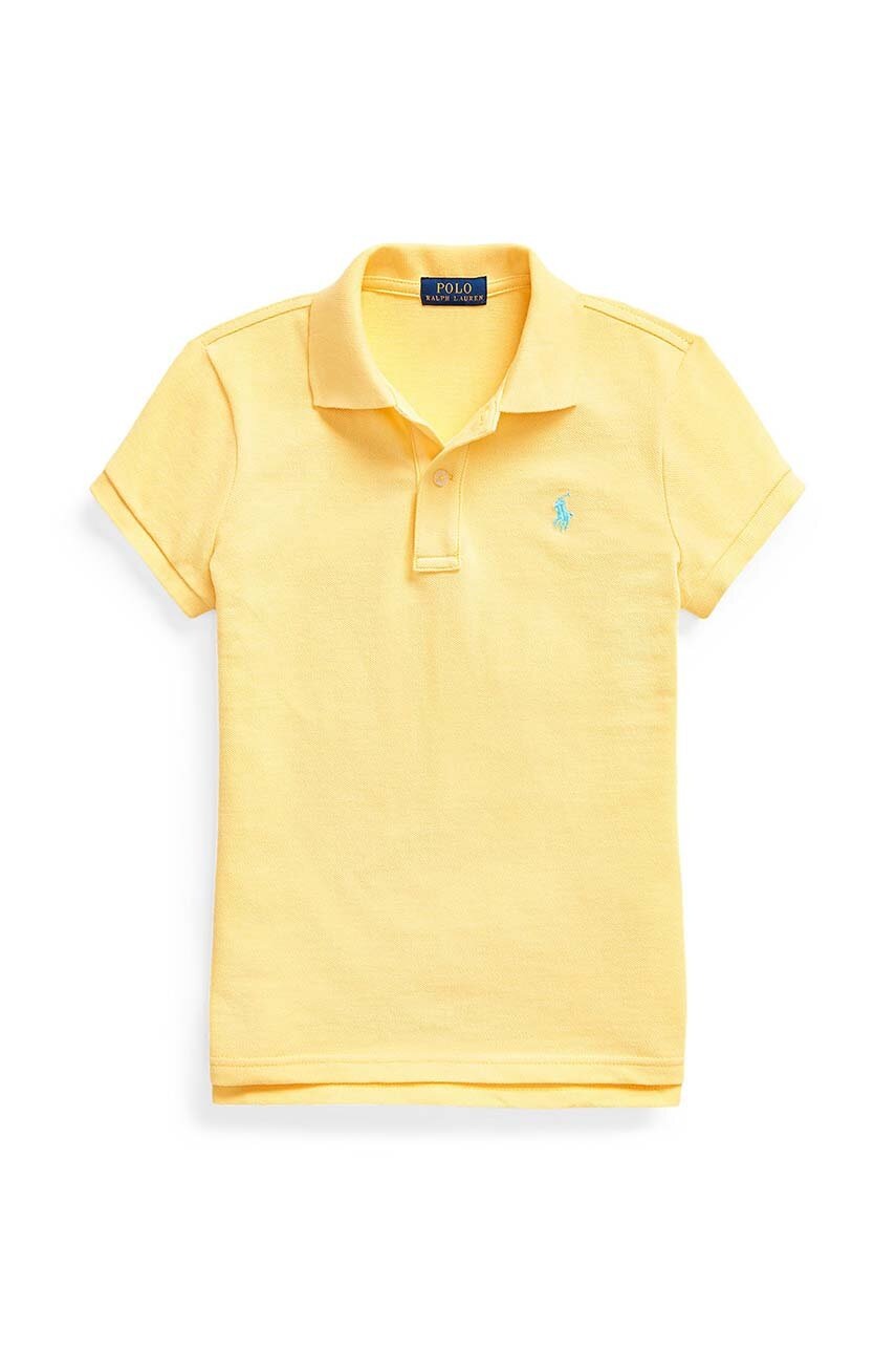 

Детска памучна тениска Polo Ralph Lauren в жълто с яка тип peter pan, Жълт