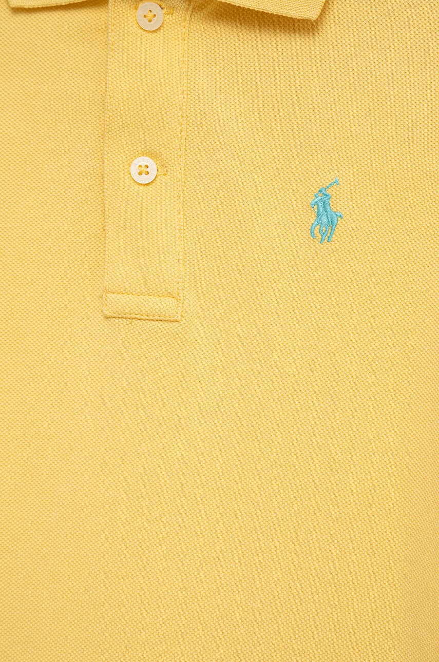 

Детская хлопковая футболка Polo Ralph Lauren цвет жёлтый с воротником