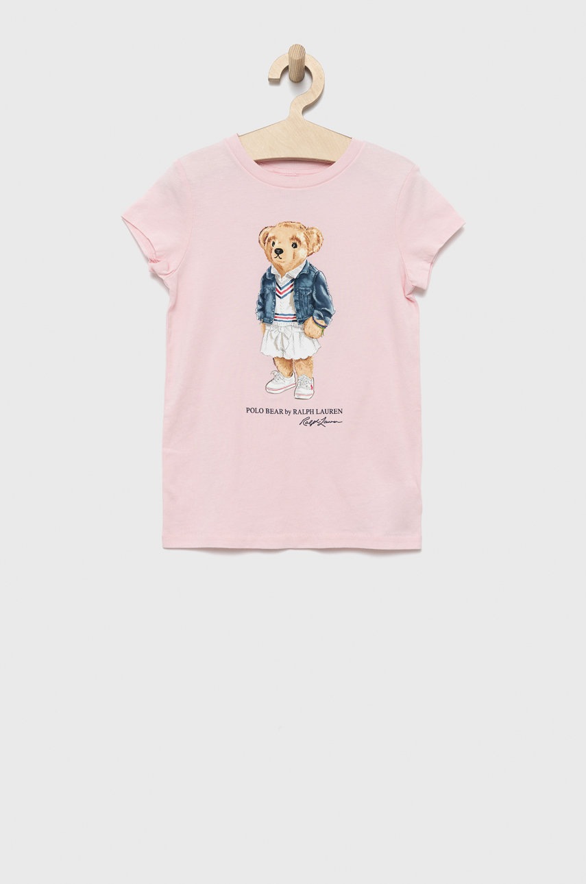 

Детска памучна тениска Polo Ralph Lauren в розово, Розов