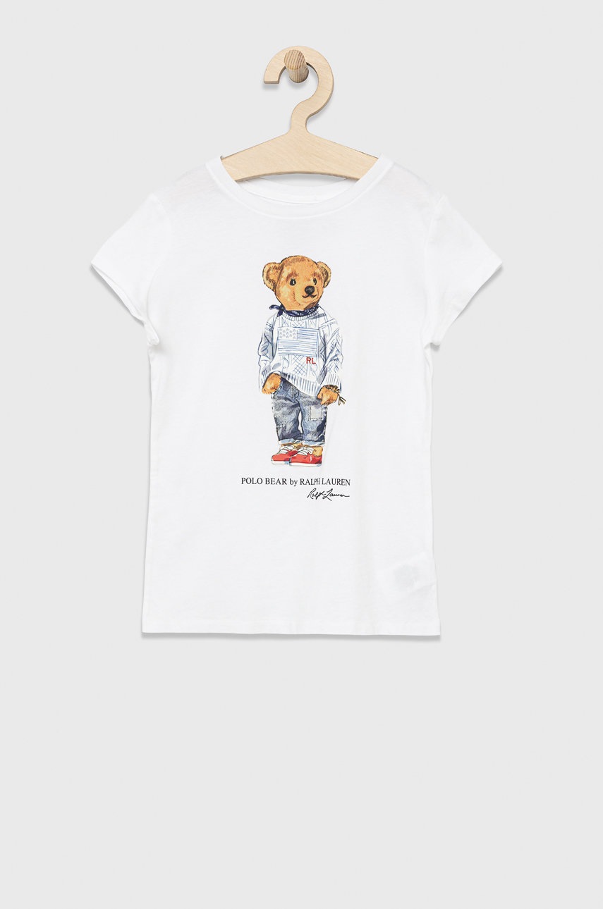 

Детска памучна тениска Polo Ralph Lauren в бяло, Бял