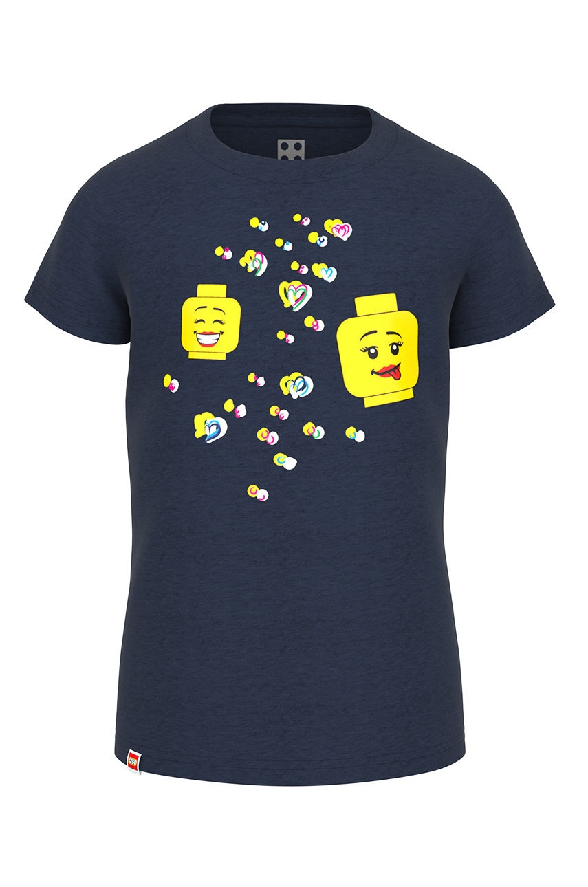 Lego wear longsleeve din bumbac pentru copii culoarea albastru marin