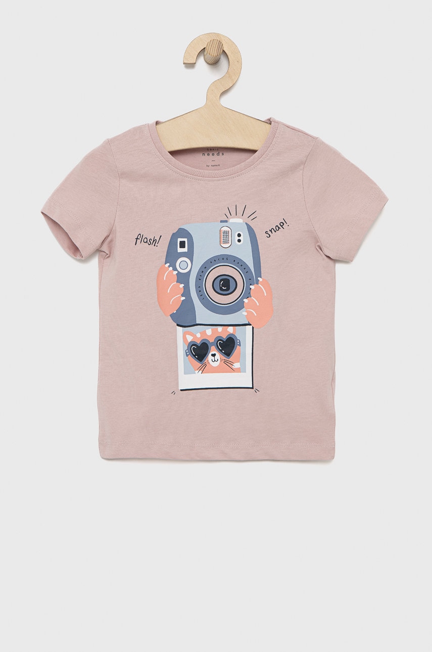 Name It tricou de bumbac pentru copii culoarea roz