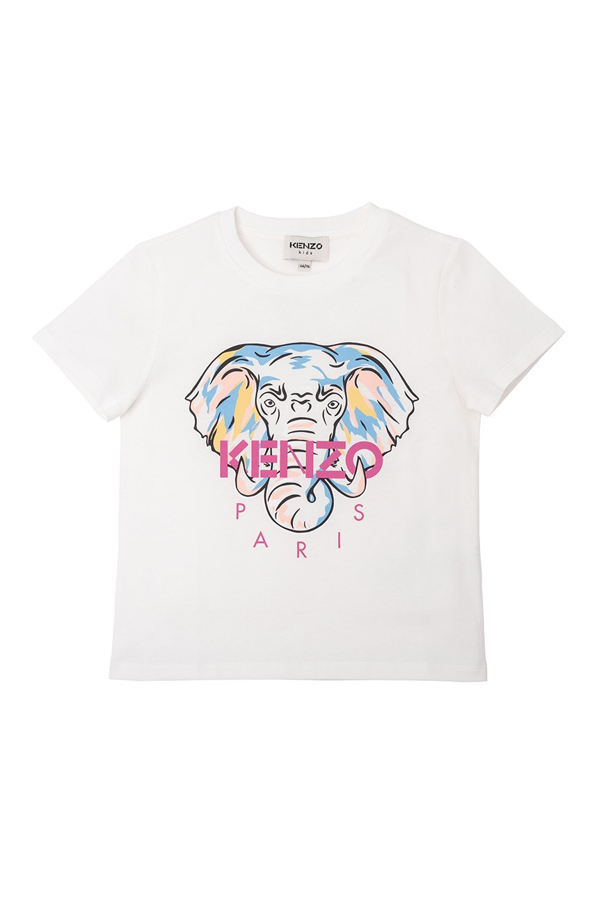 

Детска памучна тениска Kenzo Kids в бяло, Бял