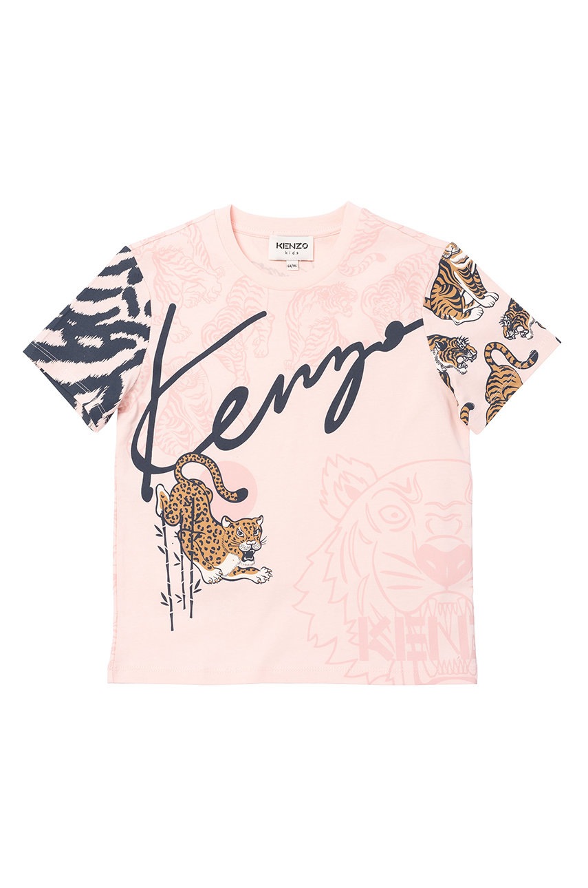 

Детска памучна тениска Kenzo Kids в розово, Розов