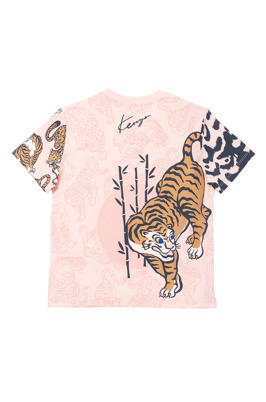 

Дитяча бавовняна футболка Kenzo Kids колір рожевий