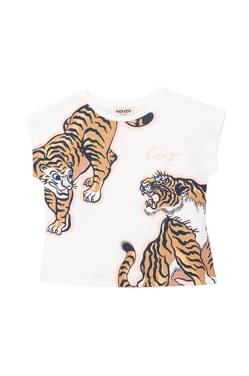 

Дитяча бавовняна футболка Kenzo Kids колір білий