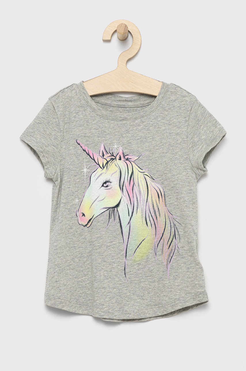 

Детска памучна тениска GAP в сиво, Сив