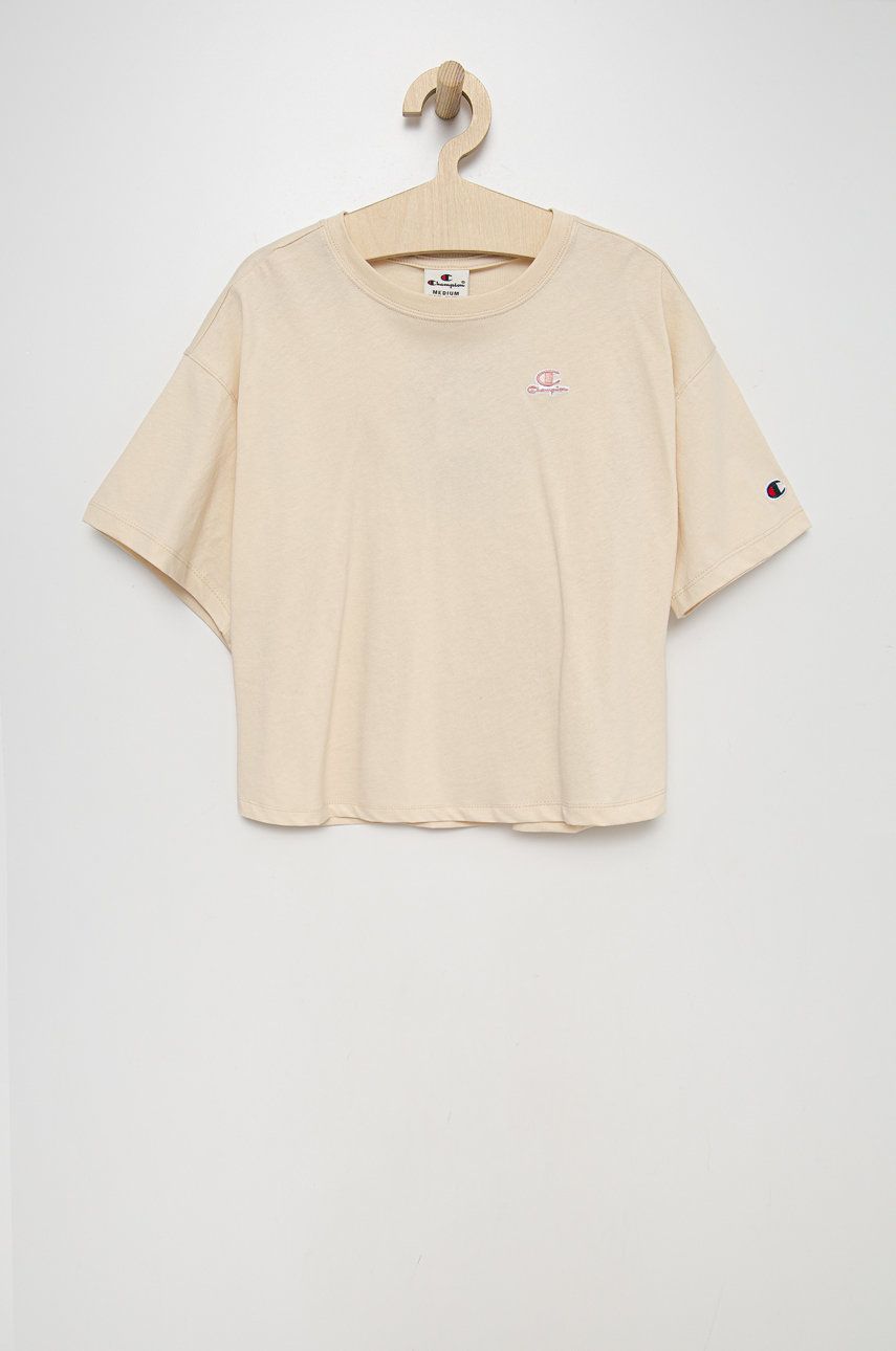Dětské bavlněné tričko Champion 404337 béžová barva - béžová -  100% Bavlna