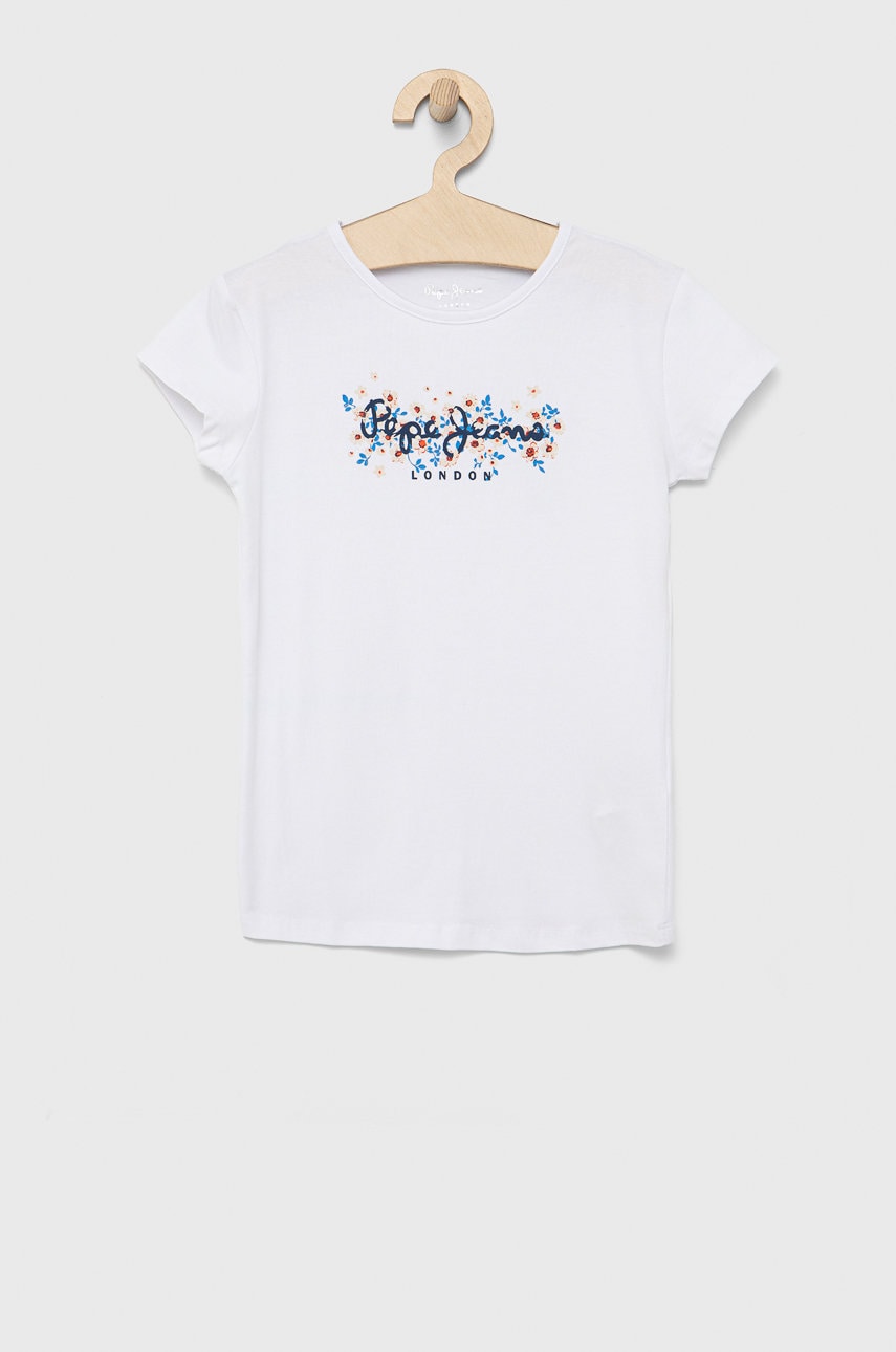 Pepe Jeans tricou copii culoarea alb