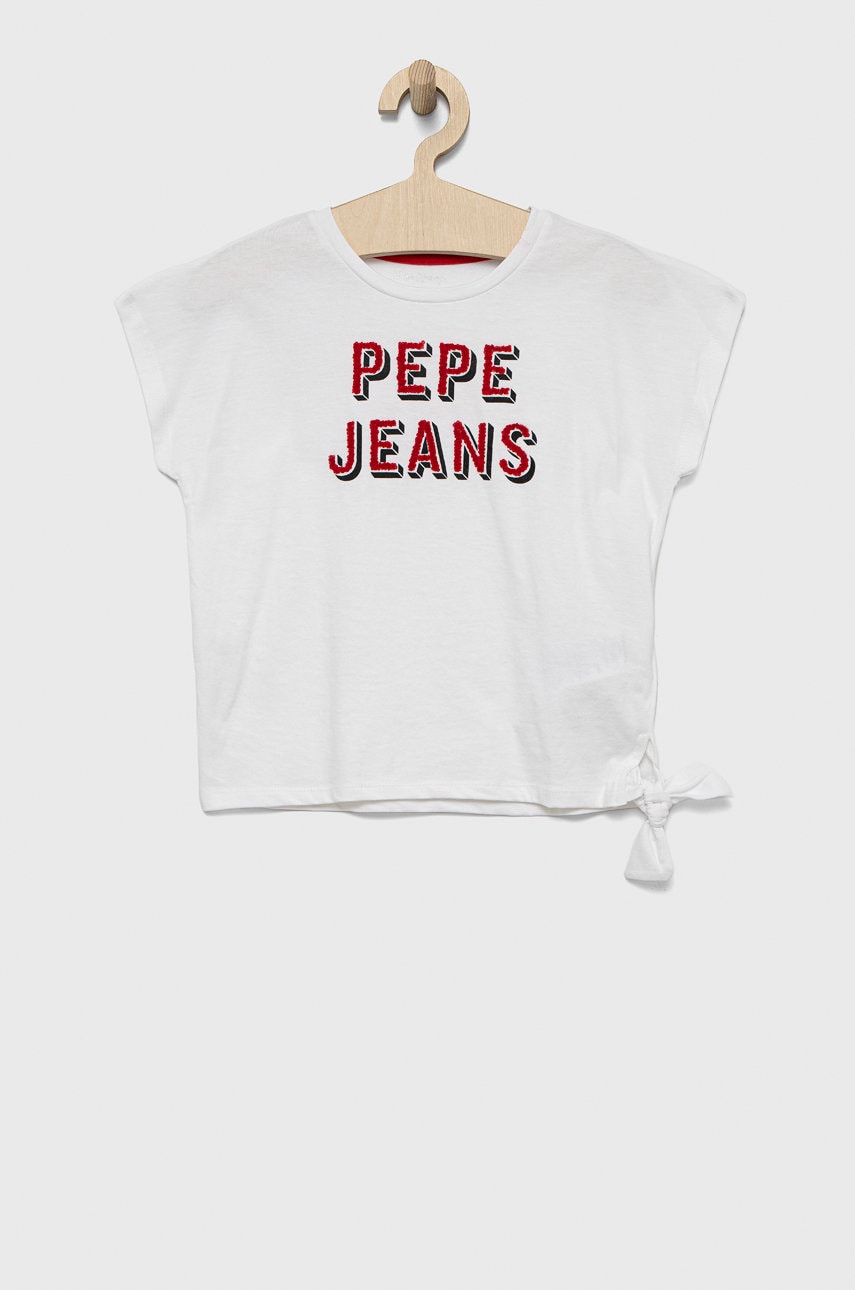 Pepe Jeans tricou de bumbac pentru copii culoarea alb