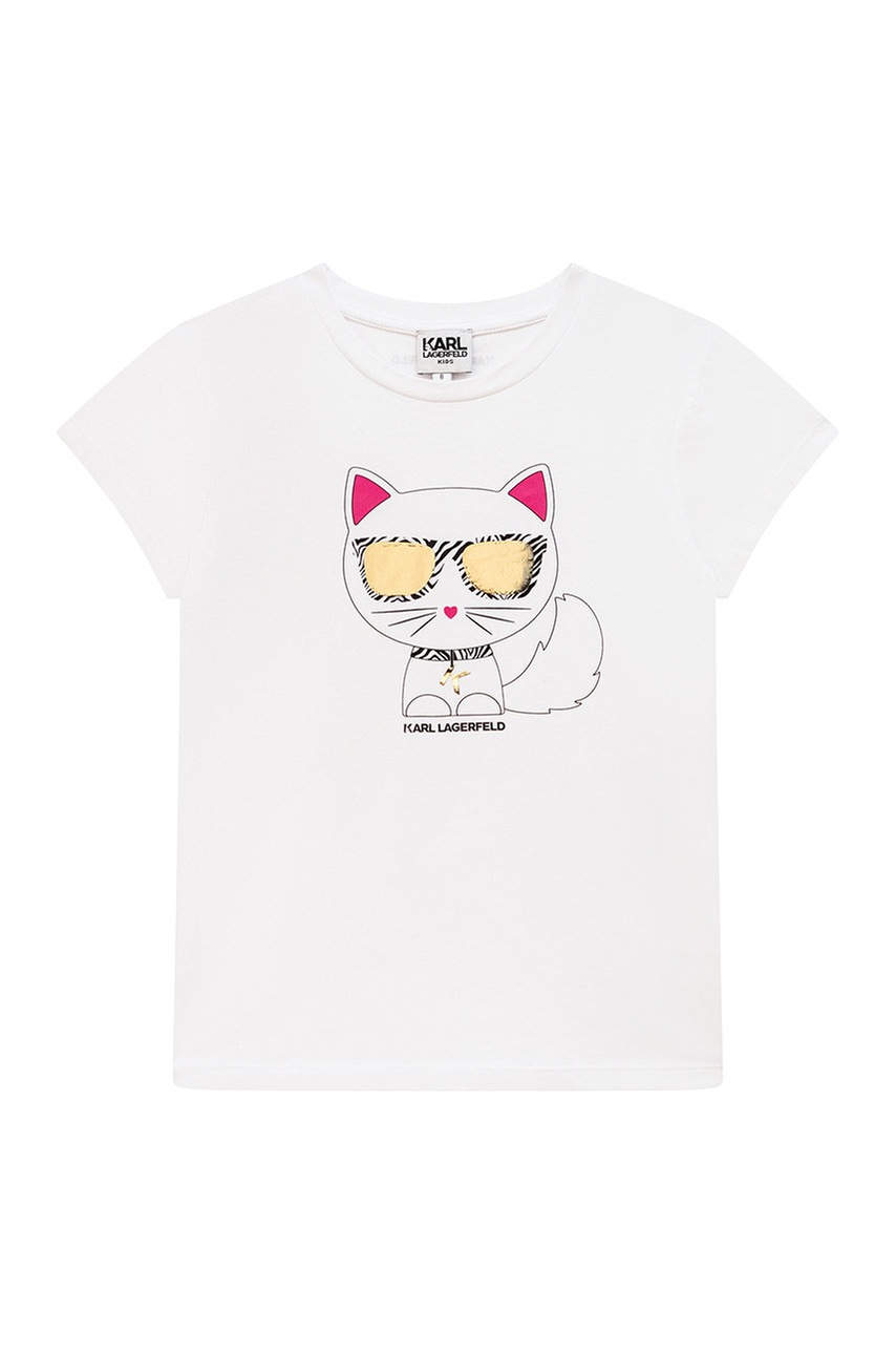 

Детска тениска Karl Lagerfeld в бяло, Бял
