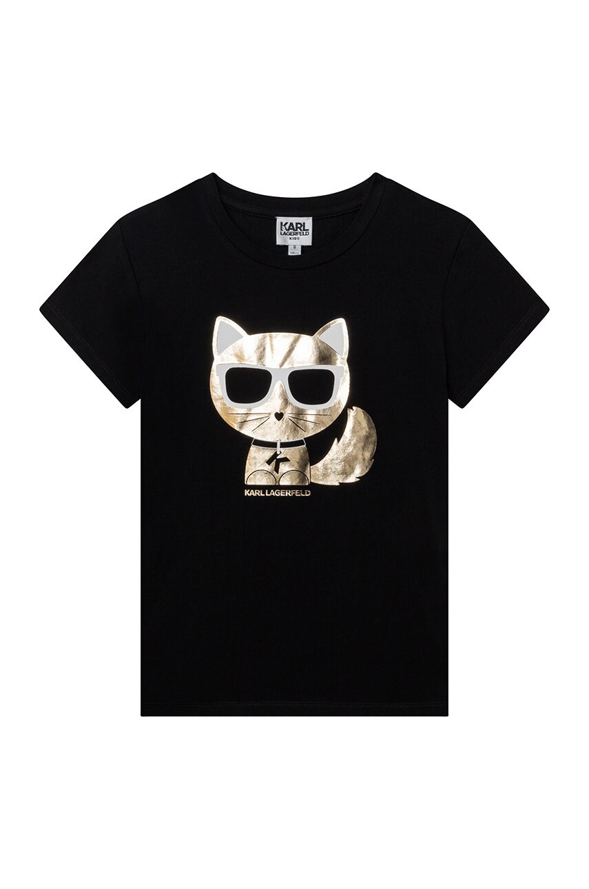 

Детска тениска Karl Lagerfeld в черно, Черен