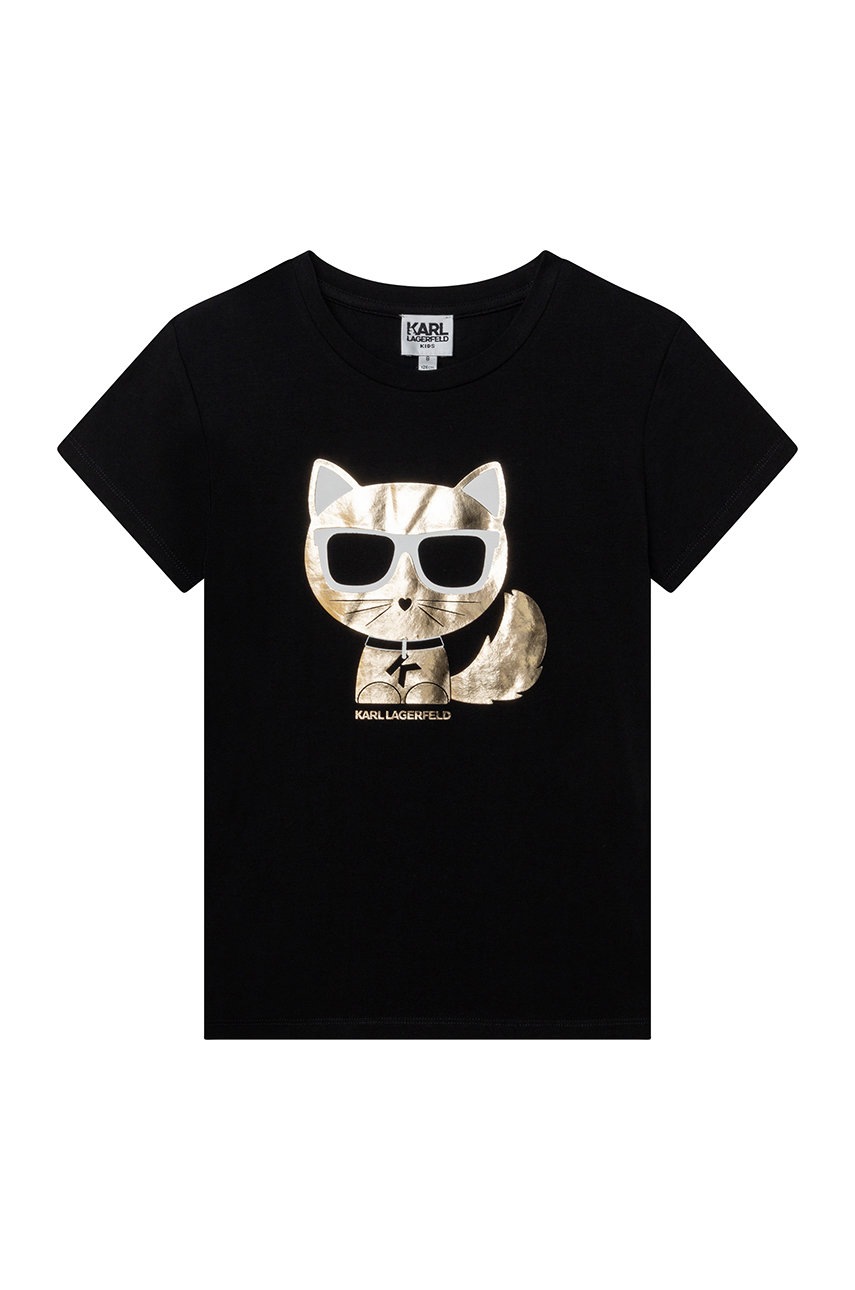 

Детска тениска Karl Lagerfeld в черно, Черен