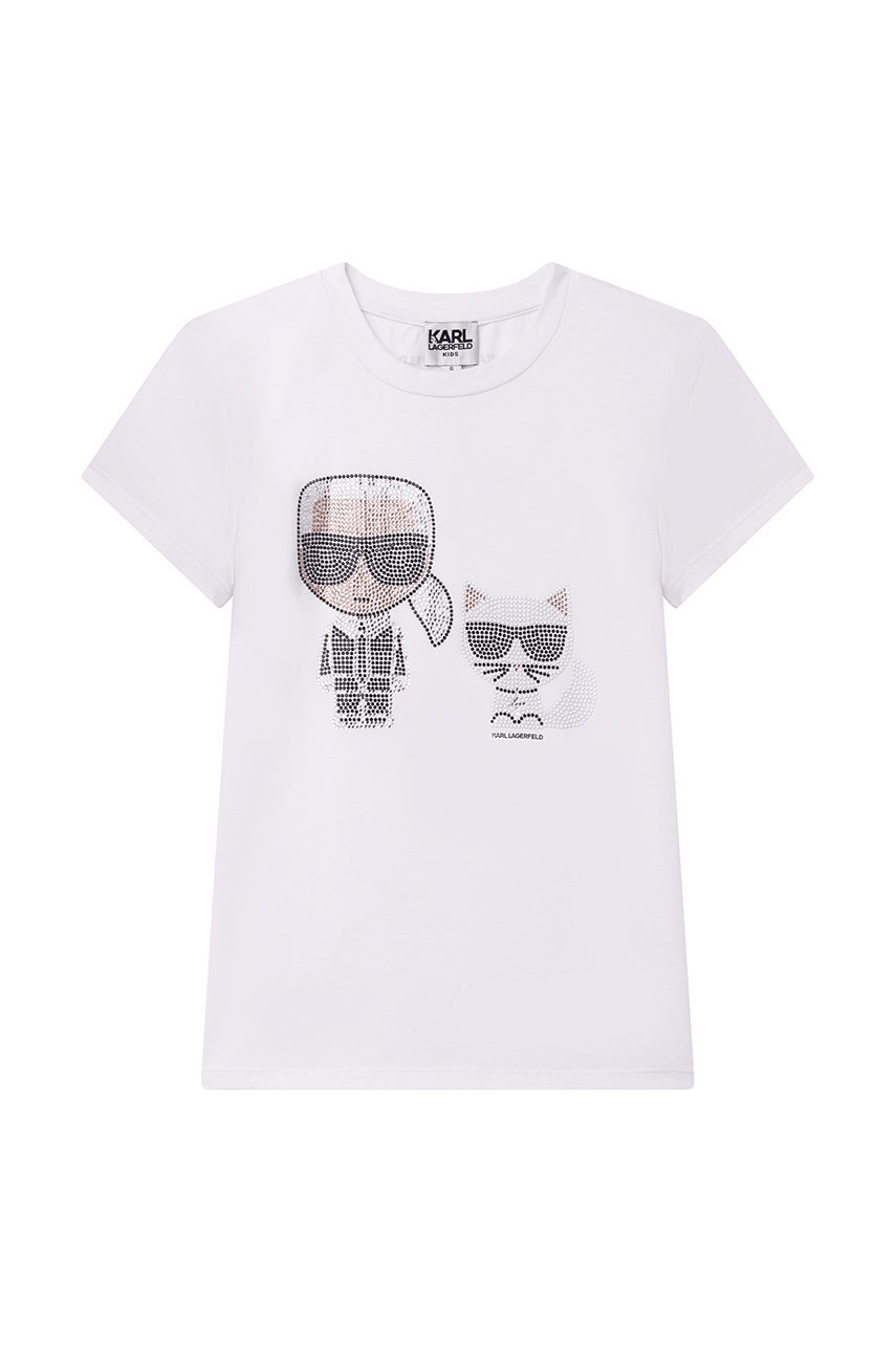 

Детска тениска Karl Lagerfeld в бяло, Бял
