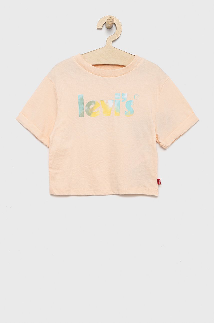 Levi\'s tricou de bumbac pentru copii culoarea roz
