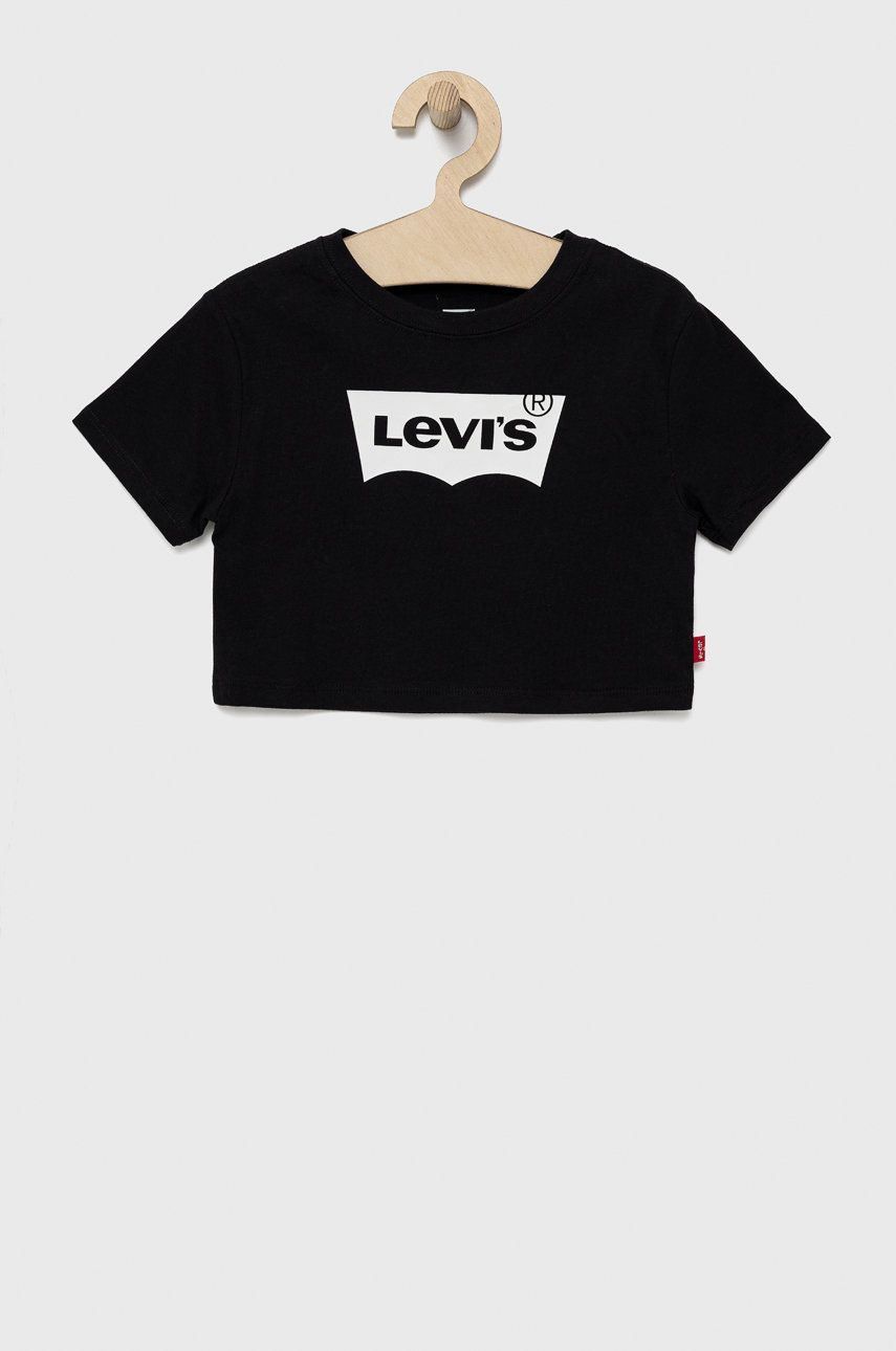 Dětské bavlněné tričko Levi′s černá barva - černá -  100% Bavlna
